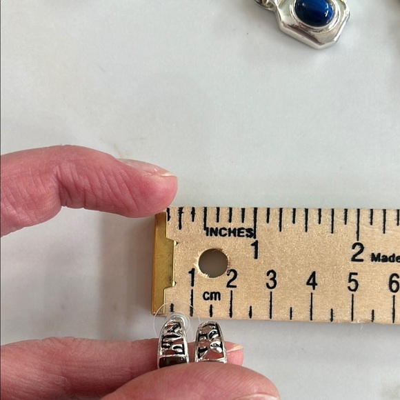 Silver and Brown Hoop Earrings - Picture 4 of 5